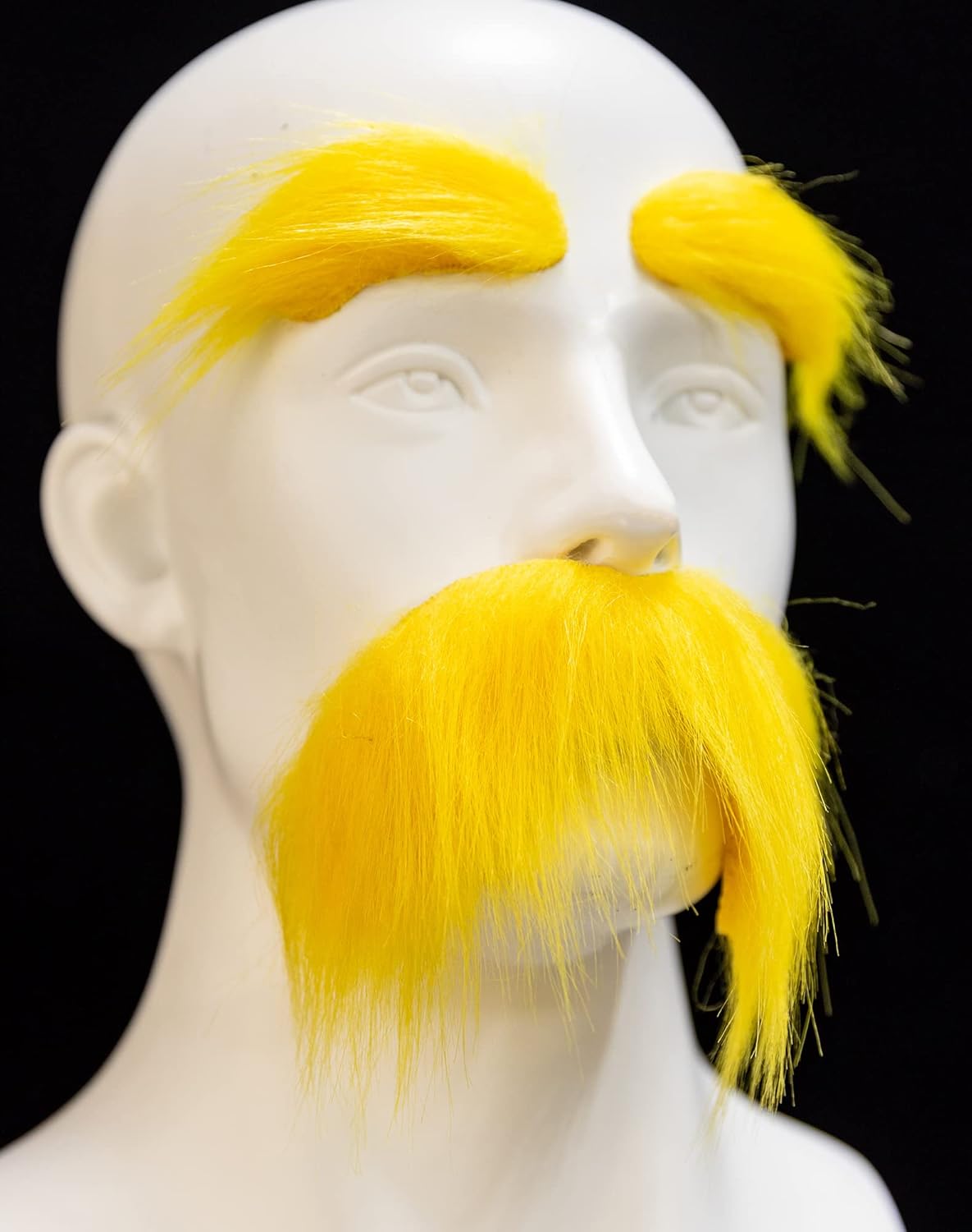 Yellow Mustache and Eyebrows Novelty Moustaches Beard Cosplay Costume Accessories Halloween Party Favors Men Women (1 Pack - Yellow)