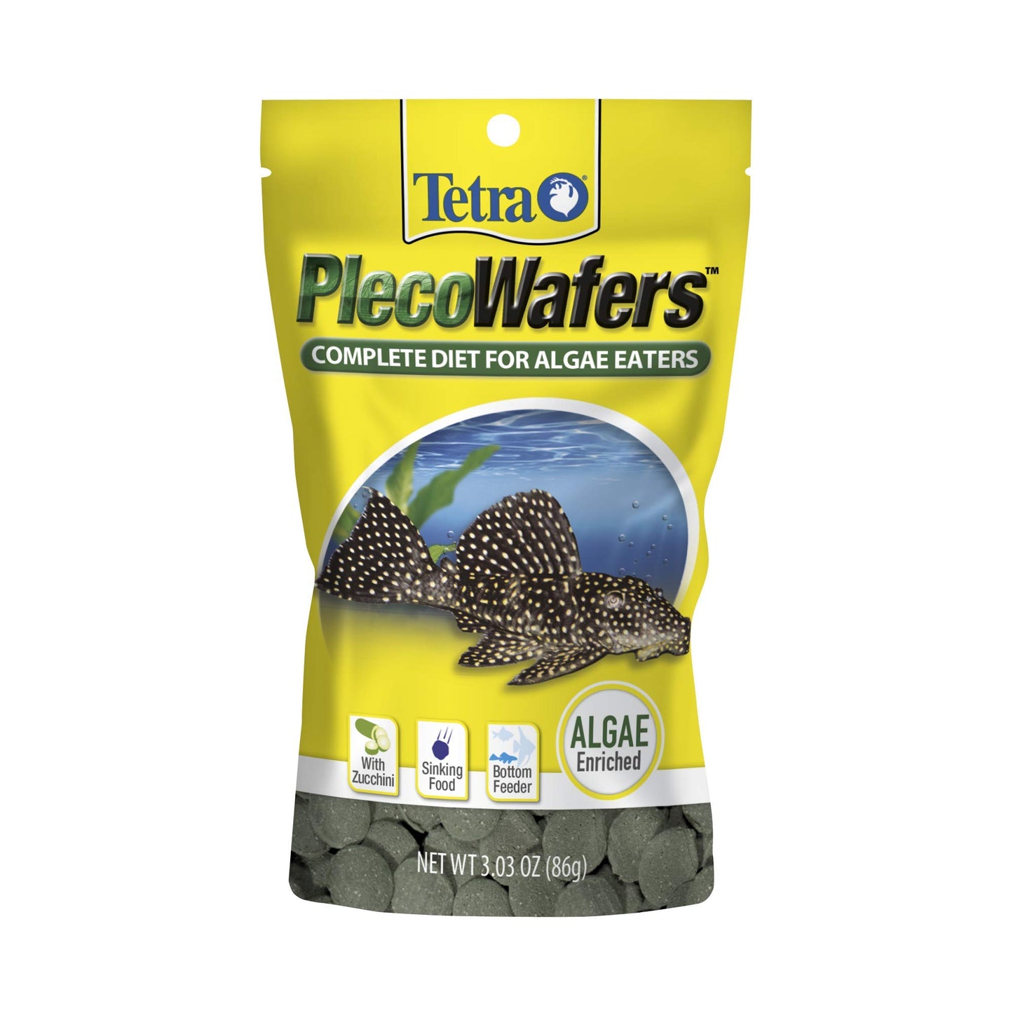 Tetra PRO PlecoWafers 5.29 Ounces, Nutritionally Balanced Vegetarian Fish Food for Bottom Feeders, Concentrated Algae Center