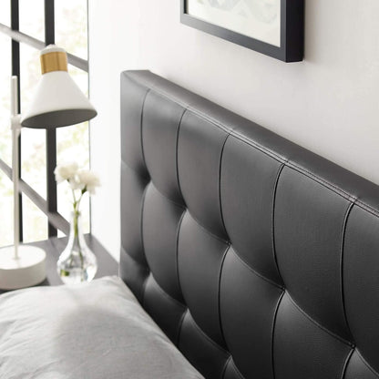 Modway Lily Tufted Faux Leather Upholstered Queen Headboard in Black