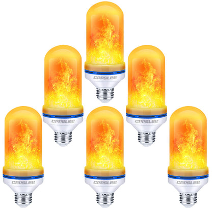 CPPSLEE LED Flame Light Bulbs, 4 Modes Flickering Light Bulbs, E26 Base Fire Flame Bulb, Halloween, Christmas Party Porch Outdoor and Indoor Home Decorations(Yellow, 2 Pack)