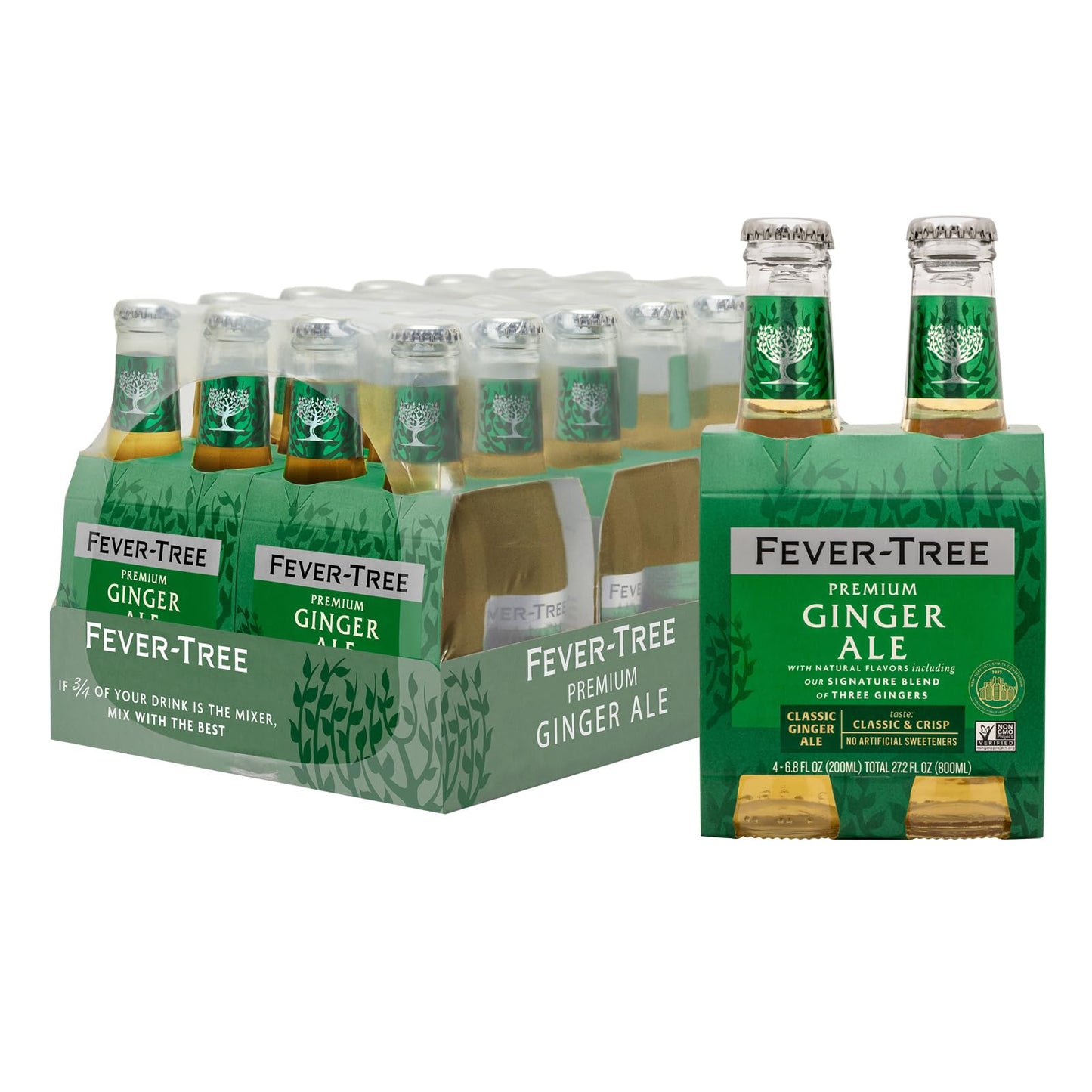 Fever Tree Ginger Beer - Premium Quality Mixer - Refreshing Beverage for Cocktails & Mocktails. Naturally Sourced Ingredients, No Artificial Sweeteners or Colors - 150 ML Cans - Pack of 24