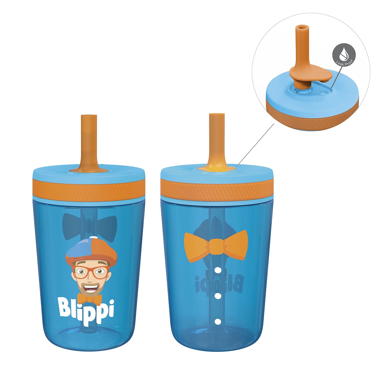 Zak Designs 15oz Bluey Kelso Tumbler Set, BPA-Free Leak-Proof Screw-On Lid with Straw Made of Durable Plastic and Silicone, Perfect Bundle for Kids, 2 Count (Pack of 1)