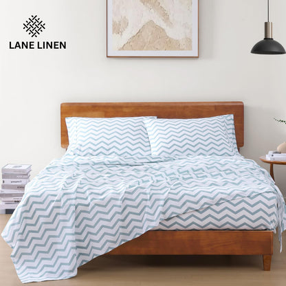 LANE LINEN 100% Organic Cotton Queen Sheet Set, 4Pc Cotton Sheets Queen Size Bed set, Soft & Breathable Percale Weave, Deep Pocket Queen Sheets, Hotel-Quality Bed Sheets Queen Size - White Bed Sheets