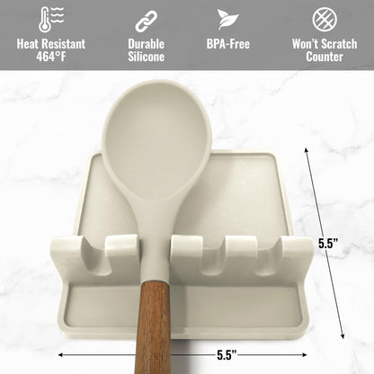 Zulay Kitchen Silicone Utensil Rest - BPA-Free, Durable Spoon Rest with Drip Pad - Heat-Resistant Spoon Rest for Stove Top - Spoon Rest for Kitchen Counter - Kitchen Gadgets & Kitchen Utensils Holder