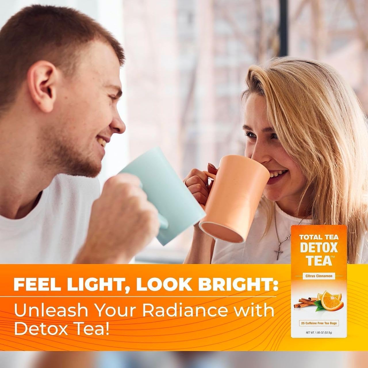 Total Tea SIimming Detox Tea Caffeine Free - 25 Day Detox Tea - Herbal Tea with Chamomile, Hibiscus Tea & Ginger Root for Colon Cleanse – Natural Citrus & Cinnamon Herbal Tea for Digestive Health