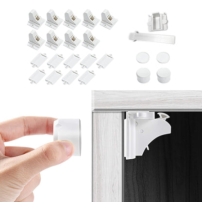 Vmaisi Adhesive Magnetic Cabinet Locks (12 Locks and 2 Keys)