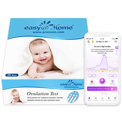 Easy@Home Ovulation Test Strips, 25 Pack Fertility Tests, Ovulation Predictor Kit, Powered by Premom Ovulation Predictor iOS and Android App, 25 LH Strips