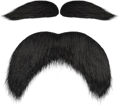 Fake Mustache and Eyebrows Self Adhesive Fake Beard, Novelty Costume Facial Hair for Cosplay Costume and Festival Party