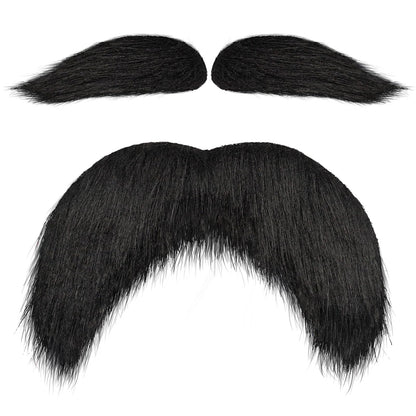 Fake Mustache and Eyebrows Self Adhesive Fake Beard, Novelty Costume Facial Hair for Cosplay Costume and Festival Party