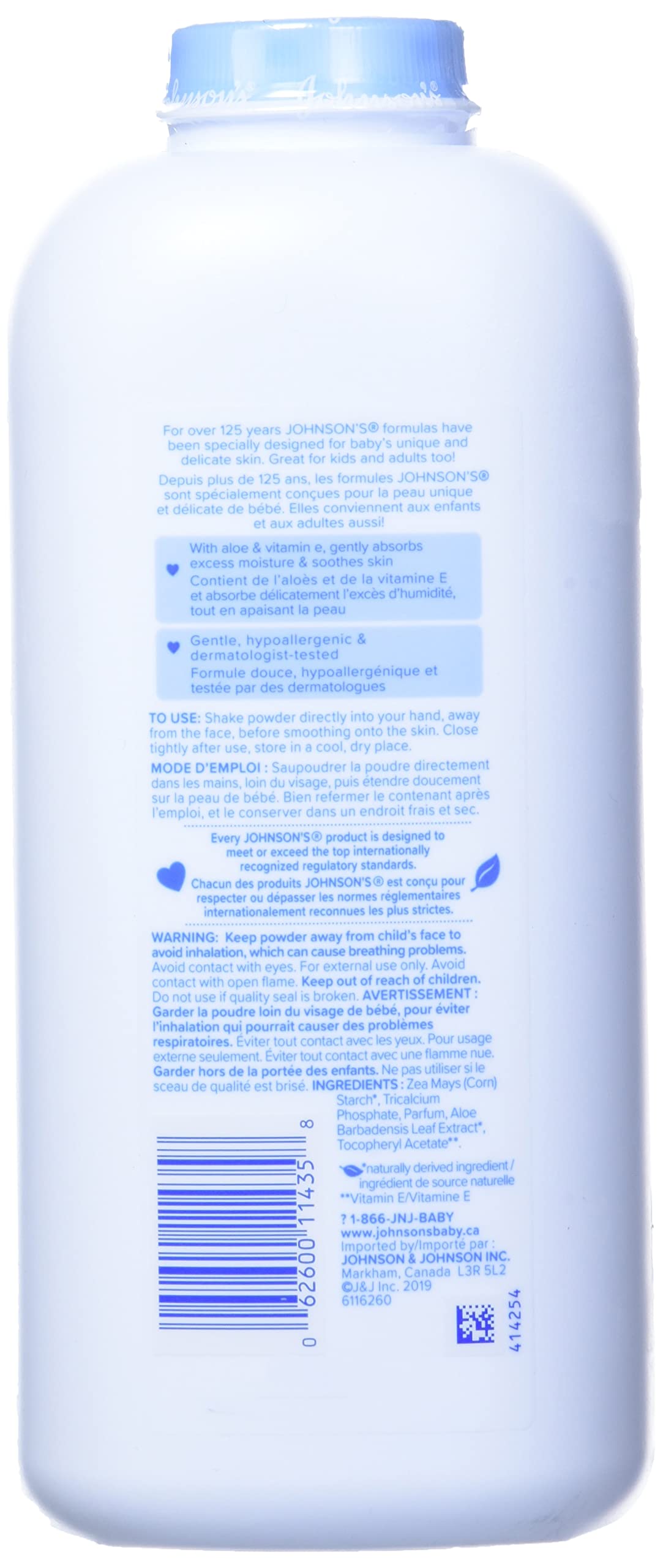 Johnson's Baby Powder, Naturally Derived Cornstarch with Aloe & Vitamin E for Delicate Skin, Hypoallergenic and Free of Parabens, Phthalates, and Dyes for Gentle Baby Skin Care, 15 oz