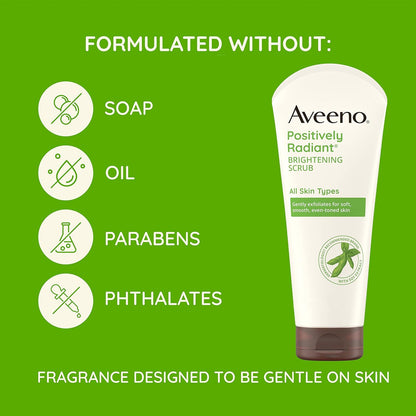 Aveeno Positively Radiant Exfoliating Facial Scrub, Brightening Face Scrub with Soy Extract to Visibly Improve Skin Tone and Texture, Oil-Free, Soap-Free, Hypoallergenic Formula, 5 FL OZ