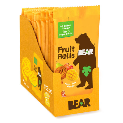 BEAR Real Fruit Snack Rolls - Gluten Free, Vegan, and Non-GMO - Strawberry – Healthy School And Lunch Snacks For Kids And Adults, 0.7 Ounce (Pack of 18)