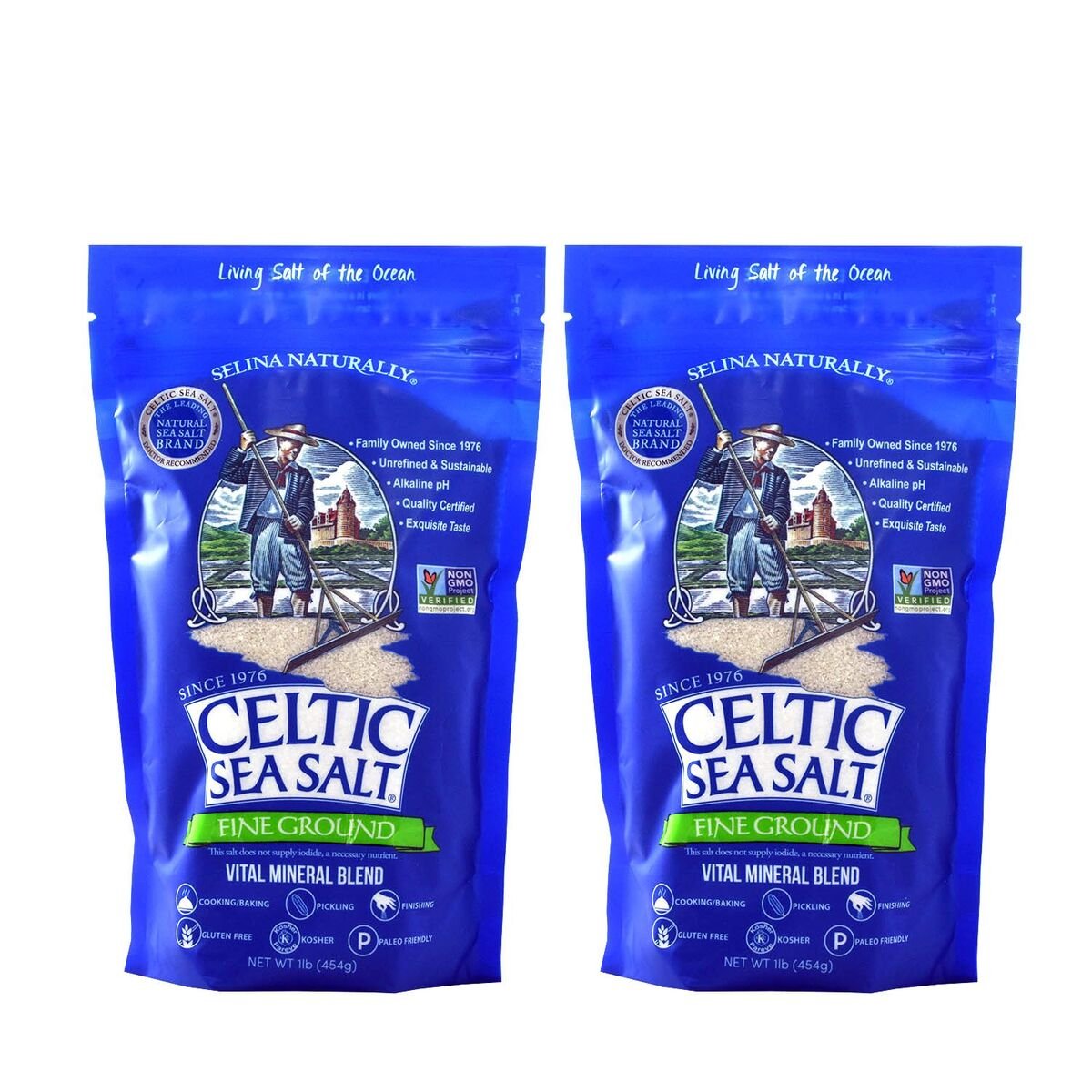 Fine Ground Celtic Sea Salt – 16 Ounce (Pack of 1) Resealable Bag of Nutritious, Classic Sea Salt, Great for Cooking, Baking, Pickling, Finishing and More, Pantry-Friendly, Gluten-Free