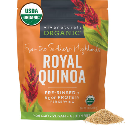 Viva Naturals Organic Quinoa, 64 oz (4 lb) - Plant Based Protein, Fiber and Iron - Pre-Washed Whole Grain Rice and Pasta Substitute for Quinoa Salad - USDA Organic, Gluten Free, Vegan, Non-GMO and Kosher