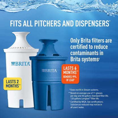 Brita UltraMax Large Water Dispenser With Standard Filter, BPA-Free, Replaces 1,800 Plastic Water Bottles a Year, Lasts Two Months or 40 Gallons, Includes 1 Filter, Kitchen Accessories, Large - 27-Cup