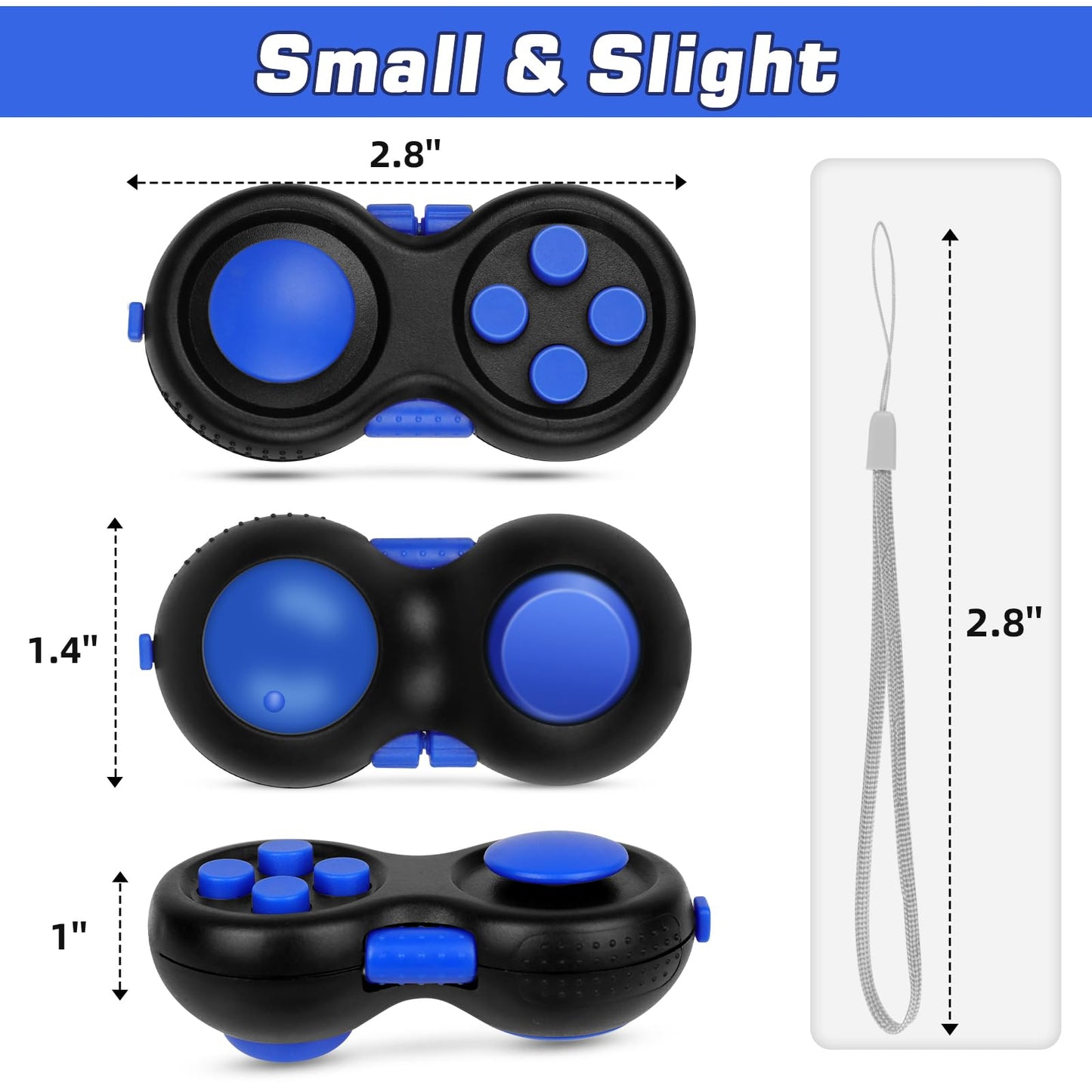 WTYCD Original Fidget Toy Game, Rubberized classical Controller Fidget Concentration Toy with 8-Fidget Functions and Lanyard - Excellent for Relieving Stress and Anxiety