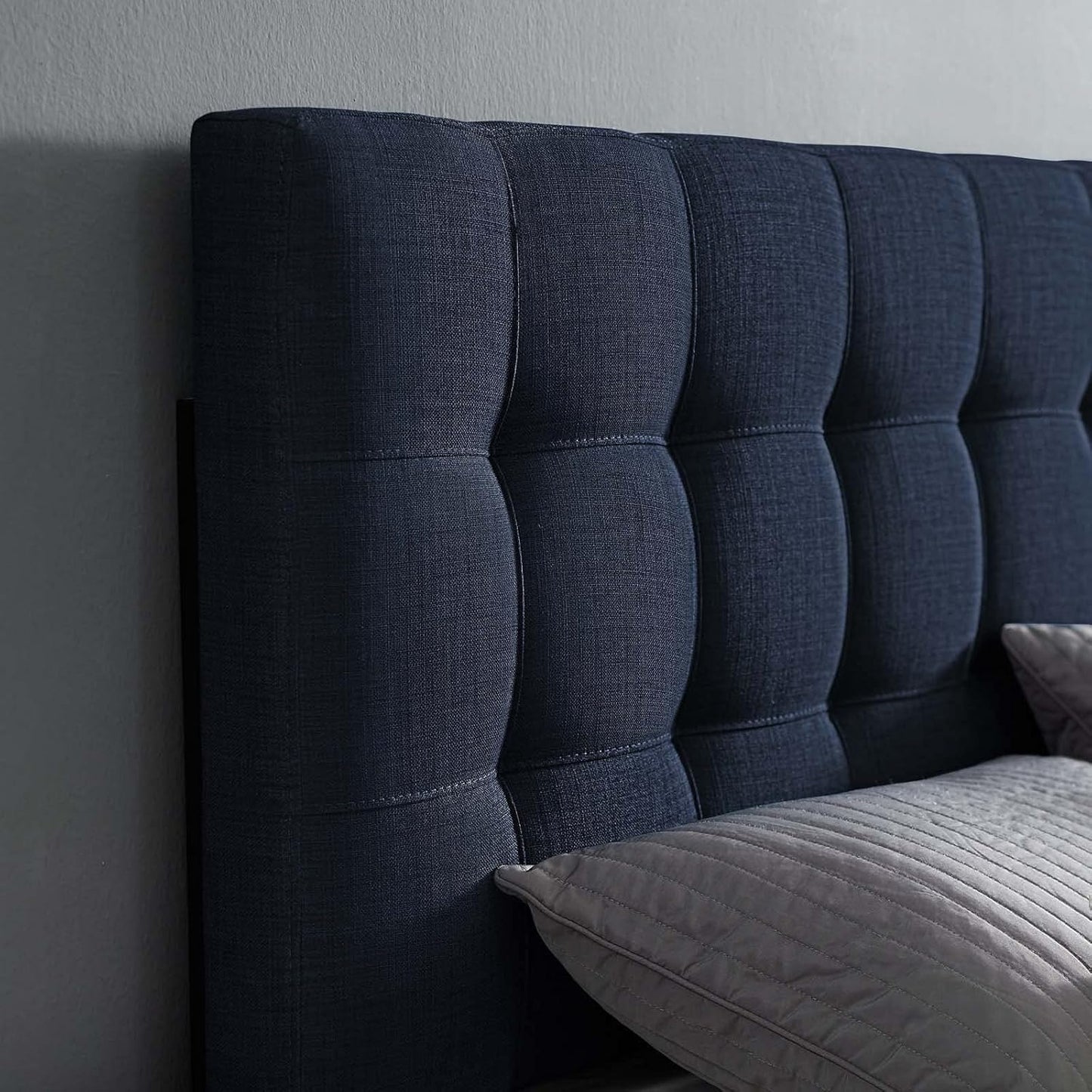 Modway Lily Tufted Linen Fabric Upholstered King Headboard in Navy