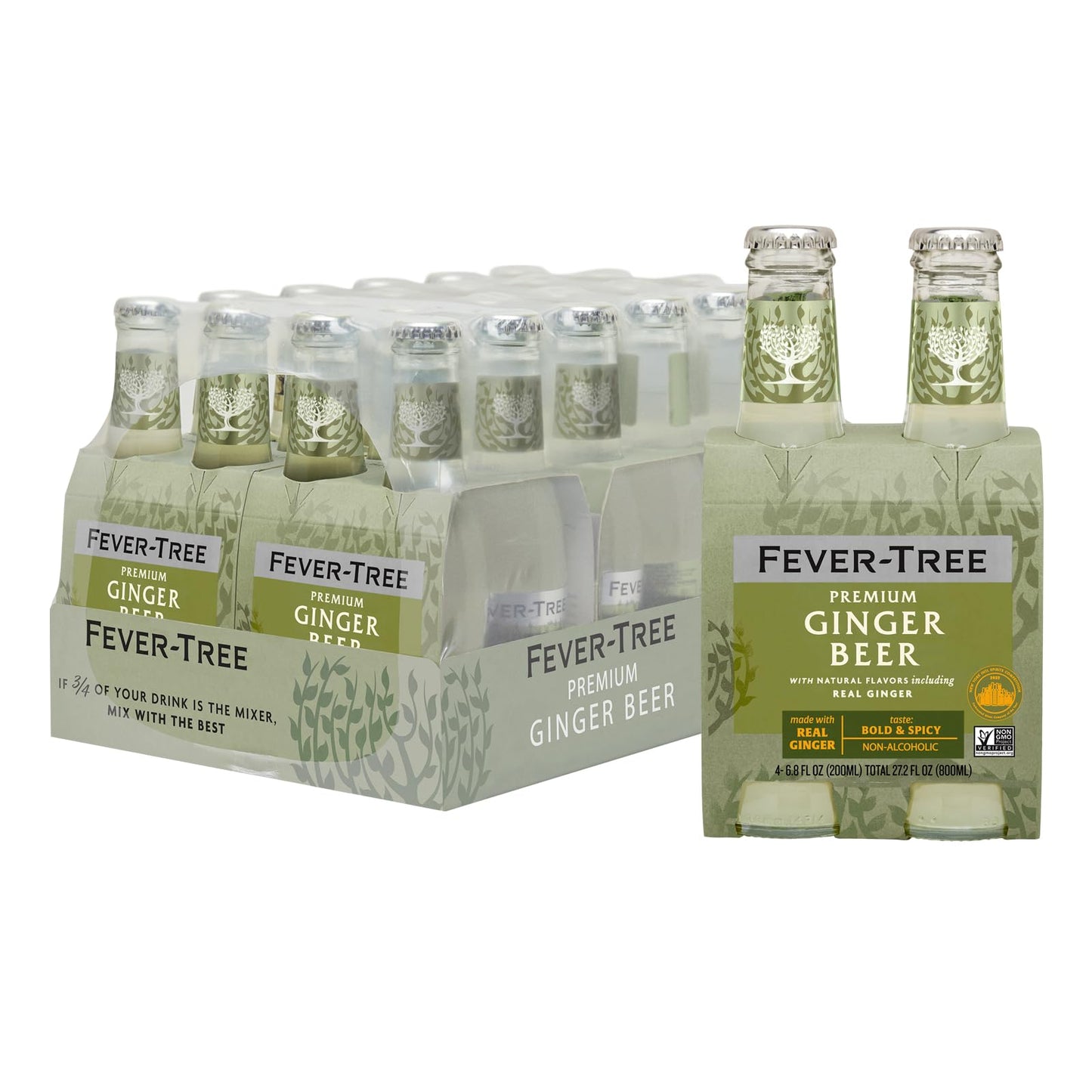 Fever Tree Ginger Beer - Premium Quality Mixer - Refreshing Beverage for Cocktails & Mocktails. Naturally Sourced Ingredients, No Artificial Sweeteners or Colors - 150 ML Cans - Pack of 24