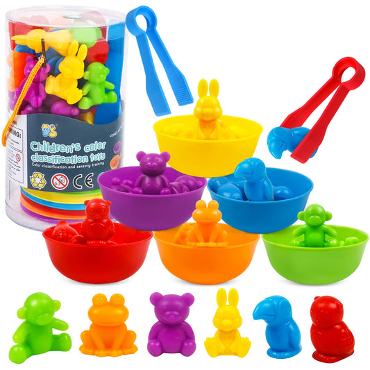 Counting Animal Matching Games Color Sorting Toys with Bowls Preschool Learning Activities for Math Educational Sensory Training Montessori STEM Sets Gift for Toddlers Kids Boys Girls Ages 3 4 5 6