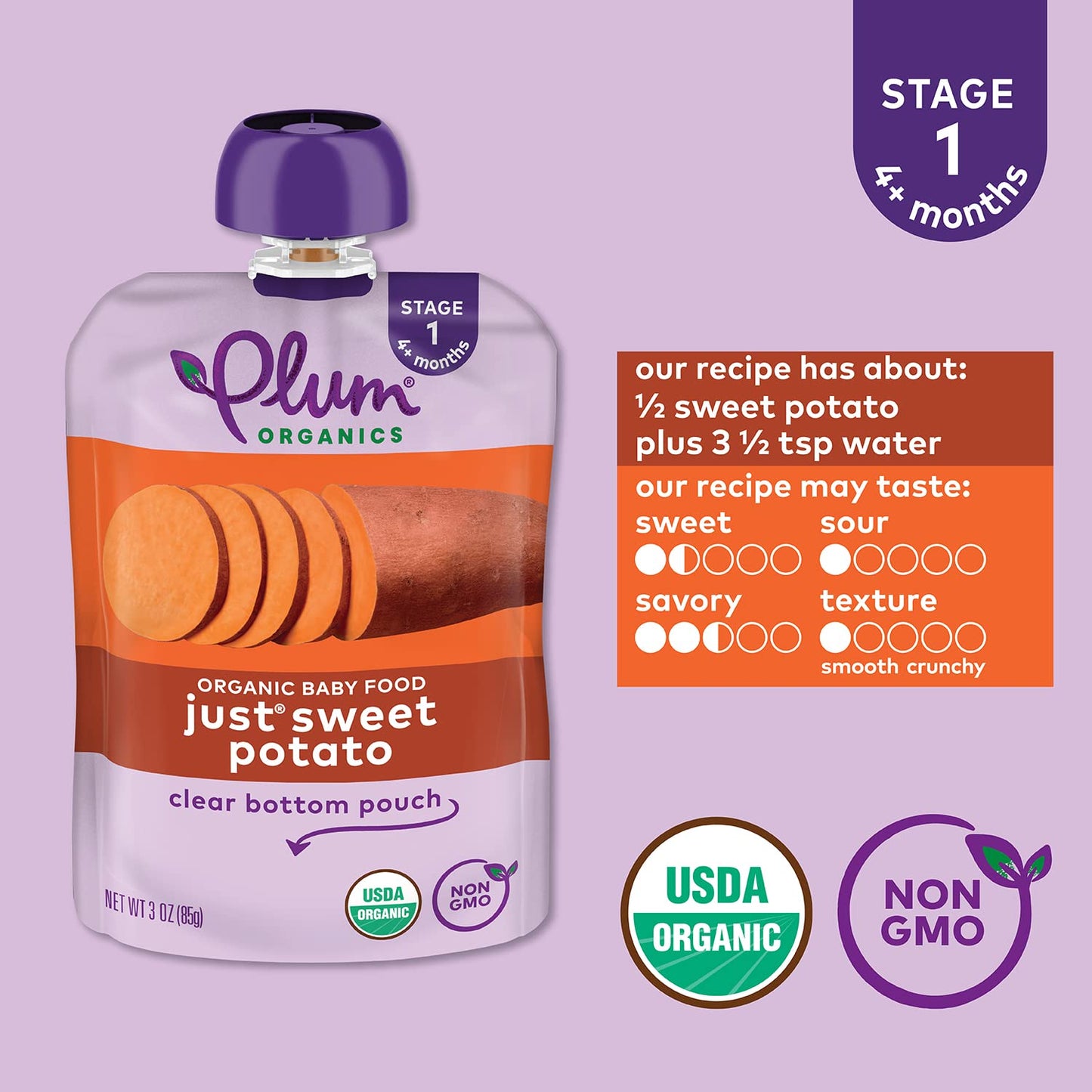 Plum Organics | Stage 1 | Organic Baby Food Meals [4+ Months] | Just Prunes | 3.5 Ounce Pouch (Pack Of 12) Packaging May Vary