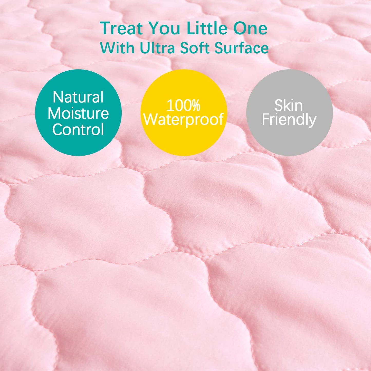 Crib Mattress Protector Sheets Fitted Waterproof Crib Mattress Pad Cover, Noiseless & Machine Wash 100% Absorbent Crib/Toddler Mattress Protector Sheet Quilted, White, 52" x 28"