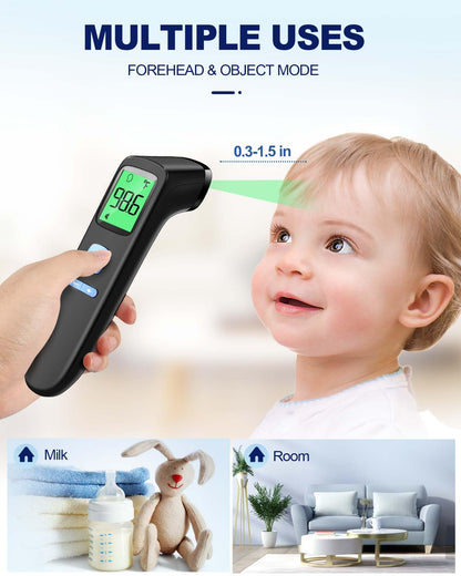 ANMEATE No-Touch Forehead Thermometer for Adults, Infrared Digital Thermometer for Kids, Touchless Baby Thermometer, Accurate Reading with Large Display, Mute Mode, Memory Recall, Fever Alarm