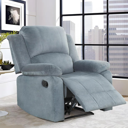 Phoenix Home Manual Recliner Chair, Soft Fabric Overstuffed Recliner Single Sofa Recliner for Living Room, Heavy Duty and Safety Reclining Mechanism,Grey3