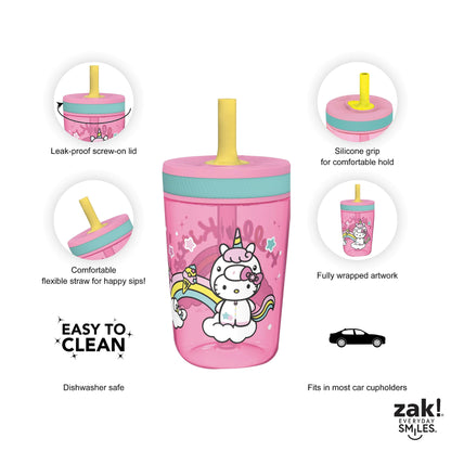 Zak Designs 15oz Bluey Kelso Tumbler Set, BPA-Free Leak-Proof Screw-On Lid with Straw Made of Durable Plastic and Silicone, Perfect Bundle for Kids, 2 Count (Pack of 1)