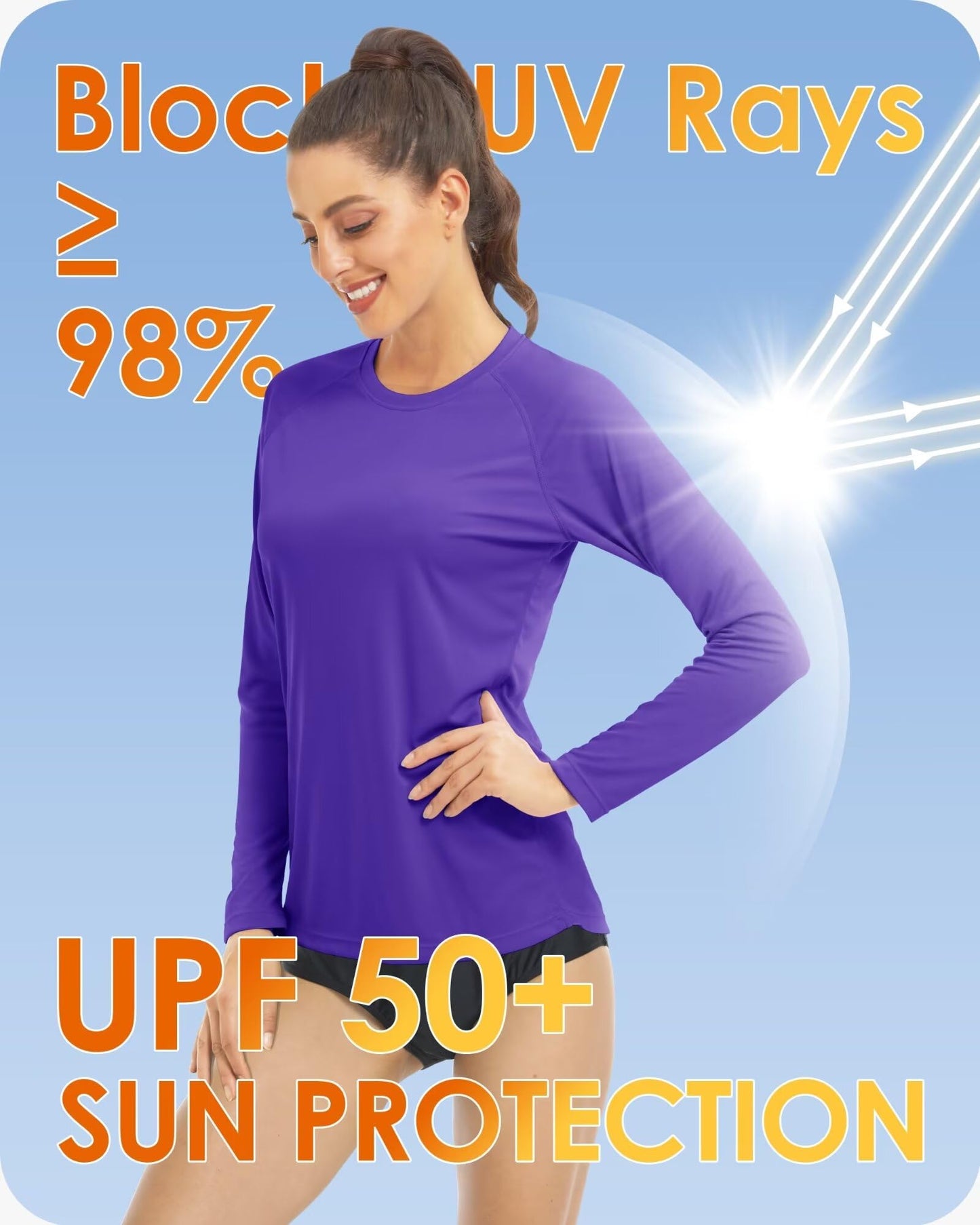 Boladeci Women's Sun Shirts UPF 50+ UV Protection Rash Guard Long Sleeve Quick Dry Lightweight Workout Swim Top Tee Shirts