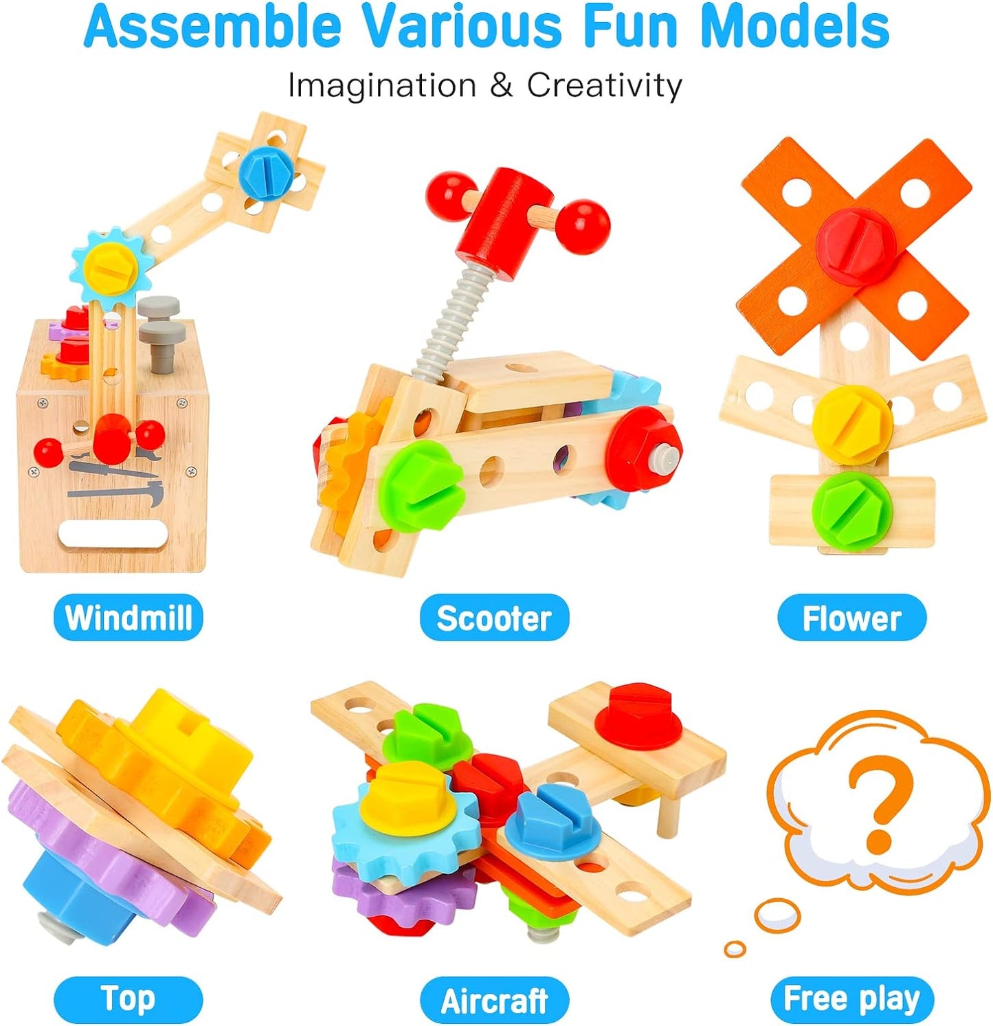 Wooden Tool Set for Kids 2 3 4 5 Year Old, 29Pcs Educational STEM Toys Toddler Montessori Toys for 2 Year Old Construction Preschool Learning Activities Gifts for Boys Girls Age 2-4 1-3