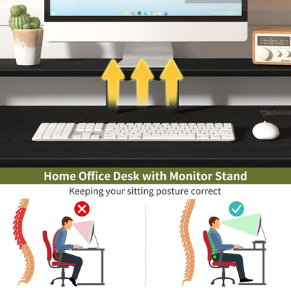 Yoobure Computer Desk, Gaming Desk with LED Lights & Outlets, 59" Office Desk with Drawers Long Home Office Desks with Fabric File Cabinets, Work Desk with Storage Shelves & Monitor Stand for Bedroom