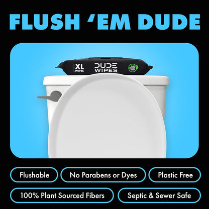 DUDE Wipes - Flushable Wipes - Unscented 8 Pack + Mint Travel Pack, 402 Wipes - Extra Large Dispenser Wet Wipes with Vitamin E & Aloe For Men - Septic and Sewer Safe