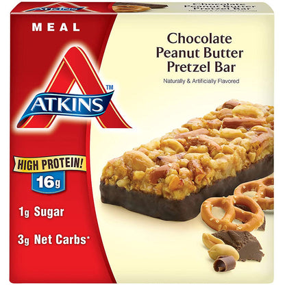 Atkins Double Fudge Brownie Protein Meal Bar, High Fiber, 15g Protein, 1g Sugar, 4g Net Carb, Meal Replacement, Keto Friendly