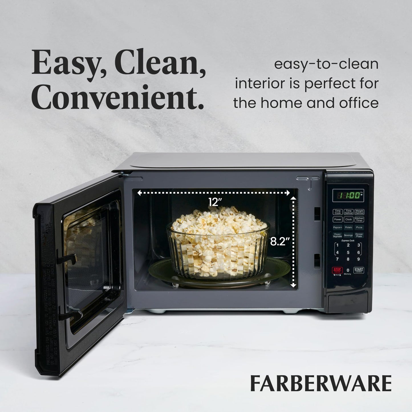 Farberware Countertop Microwave 700 Watts, 0.7 Cu. Ft. - Microwave Oven With LED Lighting and Child Lock - Perfect for Apartments and Dorms - Easy Clean Stainless Steel