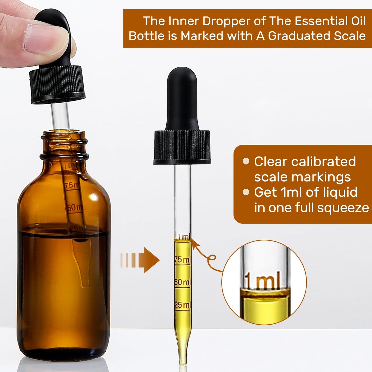 AOZITA 4 Pack, 2 oz Dropper Bottles with 1 Funnel & 4 Labels - 60ml Thick Dark Amber Glass Tincture Bottles with Eye Droppers - Leakproof Essential Oils Bottles