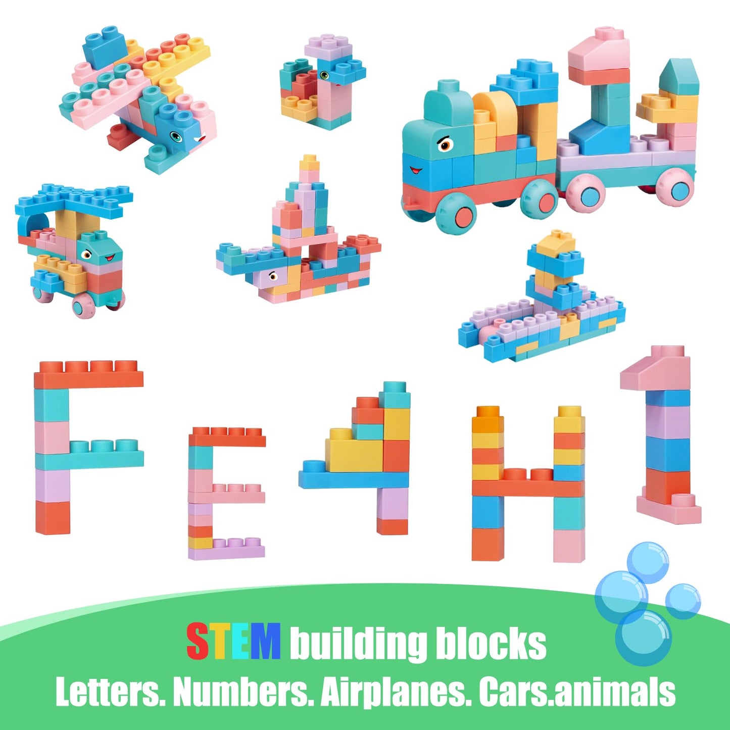 Top STEM Soft Building Block Sets for Kids Aged 18 months to 6 years old.Mega Building Blocks for preschool.Large Construction Block Toys for Toddler to Improve Imagination、Creativity、Hands-on Ability