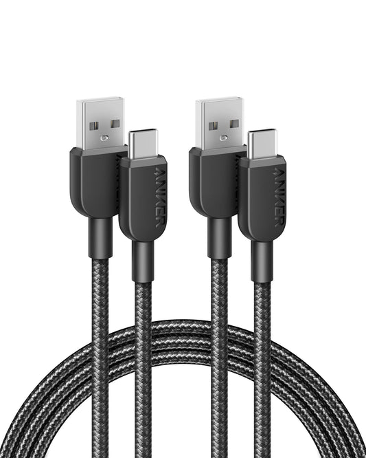 Anker Cable [2 Pack 6ft], USB A to Type C Charger Cord, Braided USB to USB C Cable for Samsung Galaxy Note 10/S10+ S10, LG V30 (USB 2.0, Black)