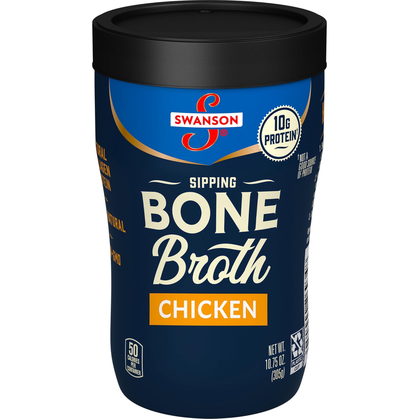 Swanson Sipping Bone Broth, Chicken Bone Broth with Ginger & Turmeric, 10.75 Ounce Sipping Cup (Pack of 8)