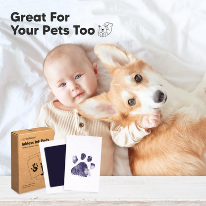 4-Pack Inkless Hand and Footprint Kit - Ink Pad for Baby Hand and Footprints - Dog Paw Print Kit,Dog Nose Print Kit - Baby Footprint Kit, Clean Touch Baby Foot Printing Kit, Handprint Kit (Jet Black)