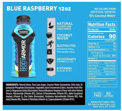 BODYARMOR Sports Drink Sports Beverage, Strawberry Banana, Coconut Water Hydration, Natural Flavors With Vitamins, Potassium-Packed Electrolytes, Perfect For Athletes, 12 Fl Oz (Pack of 8)