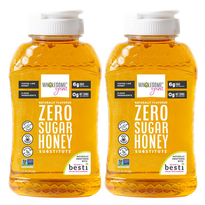 Wholesome Yum Zero Sugar Honey Substitute (Keto Honey) - Natural Sugar Free Honey Alternative With Monk Fruit & Allulose - Zero Net Carbs, Non GMO, Gluten Free, No Aftertaste (11 oz)