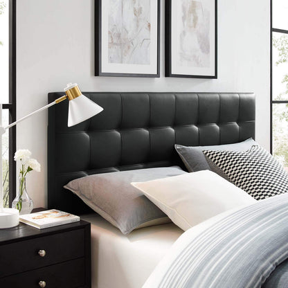 Modway Lily Tufted Faux Leather Upholstered Queen Headboard in Black