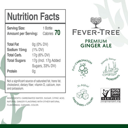 Fever Tree Ginger Beer - Premium Quality Mixer - Refreshing Beverage for Cocktails & Mocktails. Naturally Sourced Ingredients, No Artificial Sweeteners or Colors - 150 ML Cans - Pack of 24