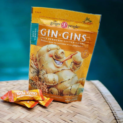 GIN GINS Original Ginger Chews by The Ginger People – Anti-Nausea and Digestion Aid, Individually Wrapped Healthy Candy – Original Flavor, 3 Oz Bag (Pack of 1)