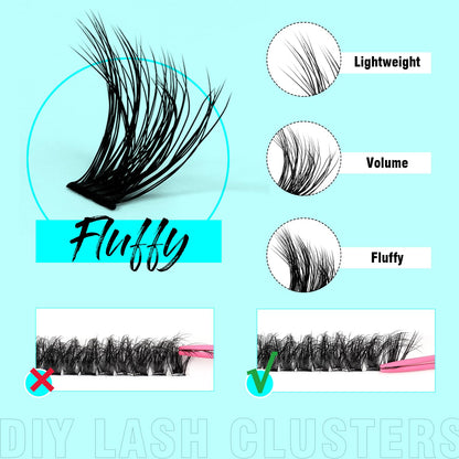 VAVALASH DIY Lash Extension Kit 280 Clusters Individual Lashes Kit 30D 40D 0.07D-10-16mm Lash Clusters, Lash Bond and Seal, Lash Tweezer for DIY Eyelash Extension at Home（Kit-30D+40D-0.07D-10-16MIX）