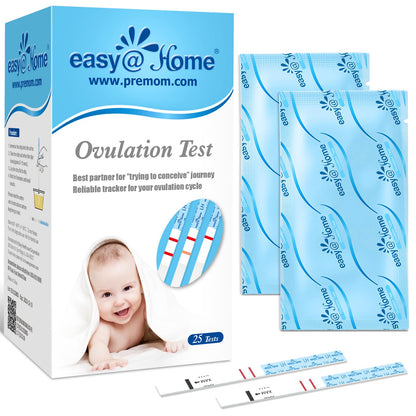 Easy@Home Ovulation Test Strips, 25 Pack Fertility Tests, Ovulation Predictor Kit, Powered by Premom Ovulation Predictor iOS and Android App, 25 LH Strips