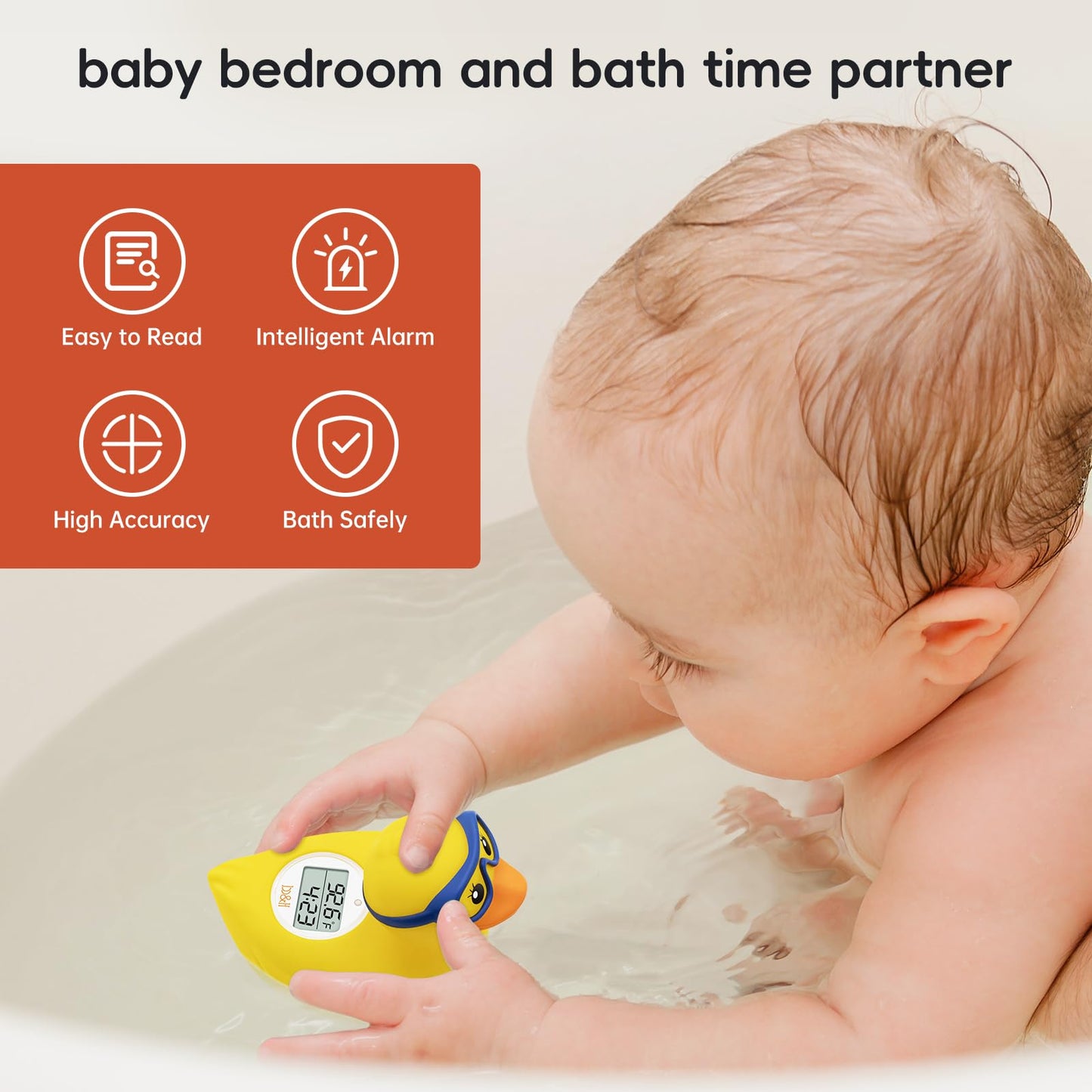 b&h Baby Thermometer, The Infant Baby Bath Floating Toy Safety Temperature Water Thermometer (Classic Duck)