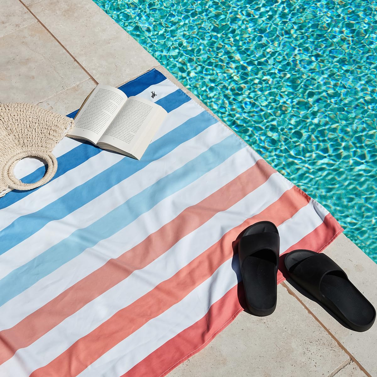 Dock & Bay Beach Towel - Quick Dry, Sand Free - Compact, Lightweight - 100% Recycled - includes Bag - Cabana - Bondi Blue - Extra Large (200x90cm, 78x35)