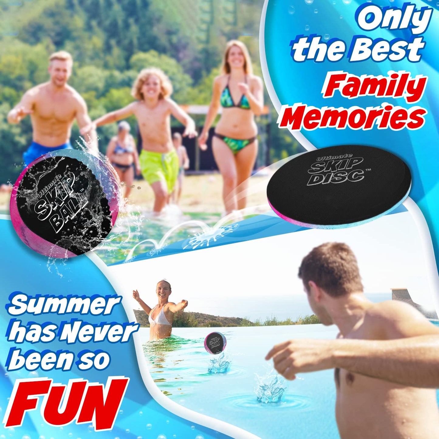 Activ Life The Ultimate Skip Ball – Water Bouncing Ball (2 Pack) Create Lasting Memories with Your Friends & Family at The Beach, Lake or Pool - Great for All Ages