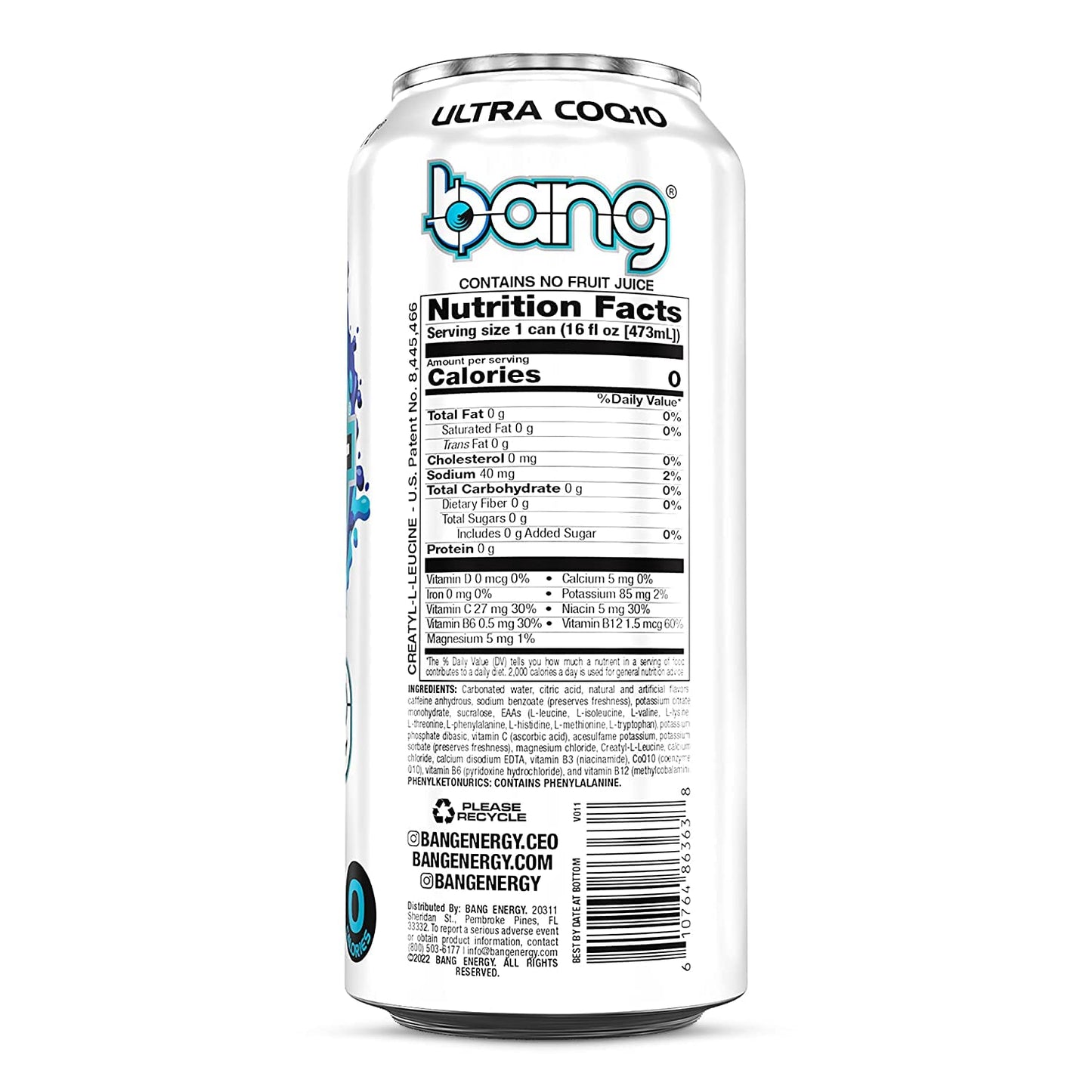 Bang Energy Bangster Berry, Sugar-Free Energy Drink, 16-Ounce (Pack of 12)